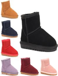 kids Bailey 2 Bows Boots Genuine Leather toddlers Snow Boots Solid Botas De nieve Winter Girls Footwear Toddler Girls Boots6993539