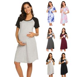 Dresses Fashion Summer Pregnant Women's Dress Short Sleeve Pyjamas Maternity Clothes Breastfeeding Pregnancy Dress