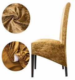 2020 Shiny Velvet XL Size Spandex Chair Cover Stretch Slipcovers Elastic Seat Chair Covers Dining Room Cover With Back9020851