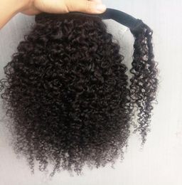 New Arrive Brazilian Human Virgin Remy Kinky Curly Ponytail Hair Extensions Clip Ins Natral Black Color 100g one bundle7418608