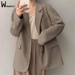 Blazers Formal Loose Casual Blazer Office Lady Long Sleeve White Elegant Business Suit Coat Korean Classic Luxury Oversized 70kg Outwear