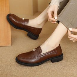 Dress Shoes Phoentin Comfortable Loafers Female 2024 Mid Heel Women Plus Size 34-43 Pump For With Metal Decoration FT3162
