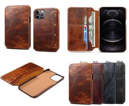Genuine Cowhide Folio Phone Case for iPhone 13 12 Mini 11 Pro Max XR XS Samsung S10 S9 Note9 Dual Card Slots Real Leather Wallet C7626032