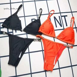 Lettera signore Wang Bikini Set da bagno Swimsuit Womens Sexy Simple Cink Biquini Casual Slim Beachwea