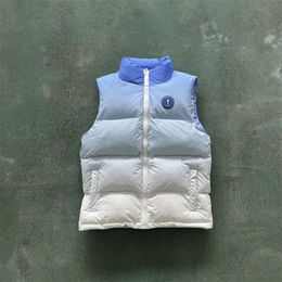 2024 Nuovi Uomini Trapstar Giacca Irongate Distintivo Gilte-ice Blu Lettering Ricamato Chiusura con Zip Gilet Cappotto Delle Donne fw886