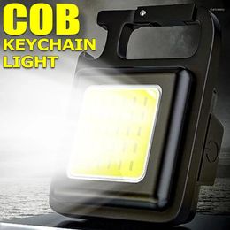Flashlights Torches Mini COB Keychain Light 3 Modes USB Rechargeable Work Lights Multifunctional Hiking Camping Portable Lamp Magnet Lamps
