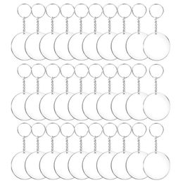 Keychains 48 72 96pcs Acrylic Transparent Circle Discs Set Key Chains Clear Round Keychain Blanks For DIY Transparent201V