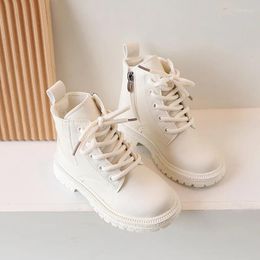 Boots 2024 Spring Children Leather For Boys Solid Beige Versatile Breatheable Simple Kids Short Girl Casual