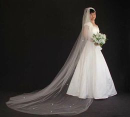 Scattered Crystal Rhinestones Wedding Veil Cathedral Length 118quot Long with Cut Edge 2016 New5900690