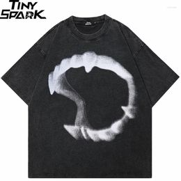 Men's T Shirts 2024 Hip Hop Streetwear Men T-Shirt Oversized Animal Graphic Shirt Retro Washed Black Unisex Tshirt Cotton Tops Tees