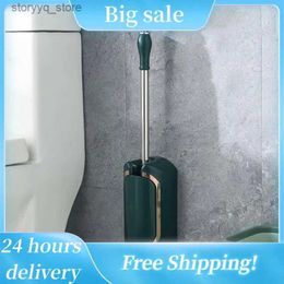 Cleaning Brushes Luxury Toilet Clean Brush with Drain Base Wall Mounted Long Handle Utensils Household Bathroom Accessories SetL240305