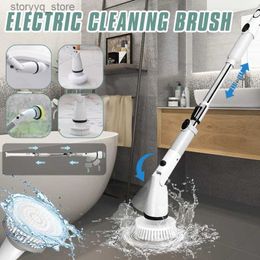 Cleaning Brushes Electric Spin Scrubber with Adjustable Extension HandleCleaning Brush for Bathroom Bathtub Kitchen Tile Floor Cleaning ToolL240304