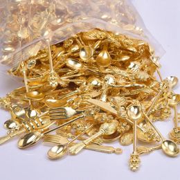 Charms 10/20/30PCS DIY Bulk Wholesale Gold Colour Tableware Spoon Pendant For Necklace Jewellery Making Keychain Mix Materials