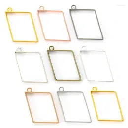 Charms 5pcs 8 Color Quadrilateral Charm Hollow Glue Blank Pendant Tray Bezel DIY Handmade 47 33mm B1107