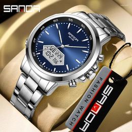 Wristwatches SANDA 3301 Military Men Sport Army Watches Analogue Digital Quartz Waterproof 50M Men's WristWatch For Man Relogio