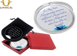 MOQ 100 PCS Custom LOGO Portable Makeup Mirror Pocket Silver Round Cosmetic Mirrors with Gift Box and Velvet Bag5591362