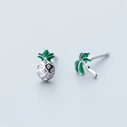 Stud Earrings MloveAcc 925 Sterling Silver Jewellery Fashion Asymmetric Fruit Pineapple Coconut Tree For Women Girls