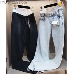 Jeans Jeans Slim with Zipper Jans Button Decoration Comfortable Breathable Denim Outdoor Wear 240304