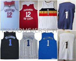 All stitched Spartanburg Day School Zion 12 Williamson embroidered jerseys Duke 1 basketball jerseys college Nola player city je3187611