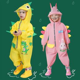 70120cm Boys Girls Raincoat For Children Baby Waterproof Rain Coat Jumpsuit Kindergarten Raingear Kids Poncho Playing Suit 240226