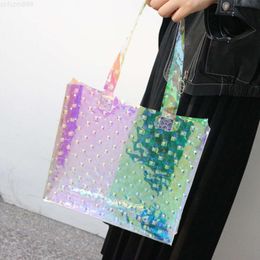 Eco-friendly Hot Summer Holographic Iridescent Hologram Beach Bag Plastic Tote Shoulder