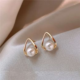 S Sier Needle, Korean Simple Pearl Earrings, Versatile, High End, Unique Design, Light Style and Earrings