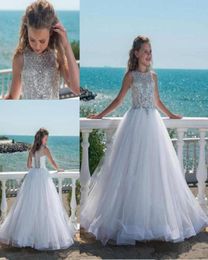 Selling Crystal Girls Pageant Dresses With For Teens Tulle Floor Length Beach Luxurious Ball Gown Princess Flower Girl Dresses1893651