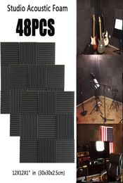 48PCS MusicSound Wedge Acoustic Foam Studio sound absorption Tile Sound Insulation Silencing Soundproofing Panels Fireproof 12X128725869