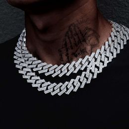 Iced Cuban Link Chain Necklace Hip Hop Jewellery 20mm Silver or Gold Miami Thick From India