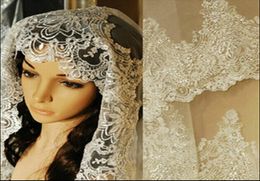 Real Pos 2020 WhiteIvory Wedding Veil 3M With Comb Lace Beads Mantilla Bridal Veil Wedding Accessories Veu De Noiva7339551