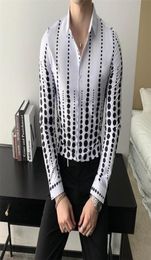 Men039s Dress Shirts Fashion Men Dotted White Long Sleeve Shirt Formal Wear Slim Fit Casual Work For Clothing M3XL7595864