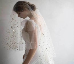 Twigs High Quality Veils With Cut Edge Fingertip Length Stars Sequins Two Layers Tulle Elegant selling Wedding Bridal Veils V08424061