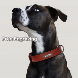 Collars Personalised Big Dog Collar for Dogs Leather Custom Collar Pet Collar ID Tag Engrave Dog Collar Durable Cat Pet Products MP0100