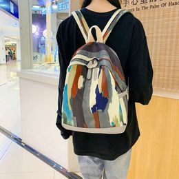 School Bags Cute College Student Backpacks Graffiti Camouflage Backpack Female Schoolbag Nylon Travel Rucksack For Teenager Girl Bag Mochila