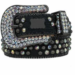 Cintura Bb di lusso firmata Simon Cinture per uomo donna Nero su nero Blu bianco Cintura con diamanti lucidi multicolore con strass scintillanti come regalo all'ingrosso