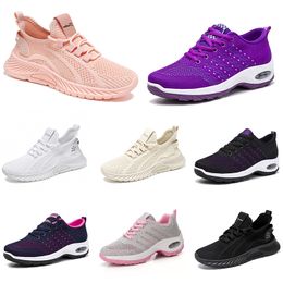 Women Hiking Shoes Men New Running Flat Shoes Soft Sole Fashion Purple White Black Comfortable Sports Colour Blocking Q97 GAI 674