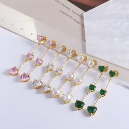 Stud Earrings Sparkle Colourful Love Heart Stereoscopic Peach Fringe Earring Piercing Aretes De Mujer Pendientes Brincos