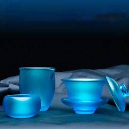 Tools Sapphire Coloured Glaze Teacup Master Cup Tureen Chinese Kung Fu Tea Set Highend Tea Cup Blue Tea Maker Coffee Mug Tea Infuser