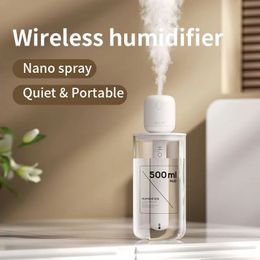 JISULIFE Portable Mini Humidifier wireless Small Cool Mist Humidifiers USB Desktop Humidifier for car Travel Office Super Quiet 240226