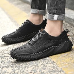 Fashion Men Women Mesh Running Shoes Leather Soft Comfort Black White Brown Dark Grey Reds Beige Pink Mens Trainers Sports Sneakers GAI