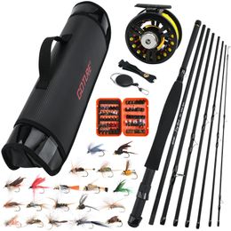 Goture 8Section Travel Fly Fishing Rod Combo 56 Stream Kit With Reel Line Lure Full Set Tackle For 240223