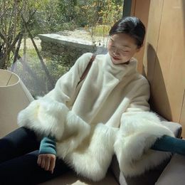 Women's Fur TPJB Winter Imitation Mink Jacket Women Loose Collar Thick Warm OverCoat Female Plush Mid-length Woollen Coat Abrigos