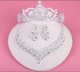 Bridal Crowns For Brides Sparkling Necklace Set Wedding Diamante Pageant Tiaras Hairband Crystal Prom Pageant Hair Jewellery Headpie8612680