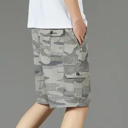 Mens Shorts Summer Camouflage Cargo 2024 Casual Loose Cotton Work Multi Pocket Military Short Pants Plus Size L-5xl