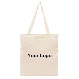 Wholesale 100pcs/lot Eco Friendly Cotton Shopping Canvas Tote Bag with Custom Printed 240228