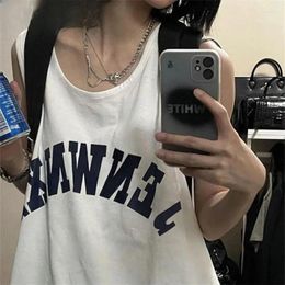 Men's Tank Tops Summer Simple Letter Printed Vests Fashion Loose Casual High Street Sports Sleeveless T-shirts Men Male Clothes