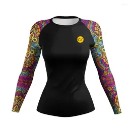 Women's T Shirts Cody Lundin Women Rash Guard Long Sleeve Crew Neck UPF50 Quick Dry Shirt Digital Print Stretchy Fabric Surfing Swimming