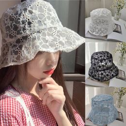 Wide Brim Hats Fashion Ladies Outdoor Sun Hat Flower Fisherman Bucket