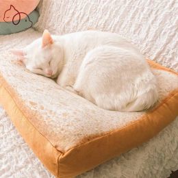 Mats Cat Bed Cushion Toast Bed for Cats Mat Nesk House Cute Cotton Lounger Sofa Dog Beds Cama Para Gato Cat Accessories Pet Products