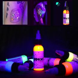 Inks 8 Colours Fluorescent Tattoo Pigment Purple Light Professional SemiPermanent Microblading Easy Colouring Body Makeup Inks Pigment